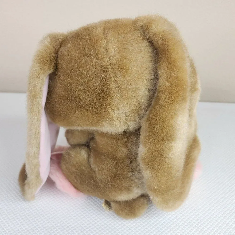 Vintage 80s Applause Easter Bunny Rabbit Plush Big Lop Ears Slippers 10”